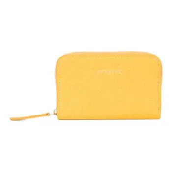 SENREVE Genuine Leather Wallets Card Holders Women's Pebbled Leather With Dandelion Yellow And Gold Accents