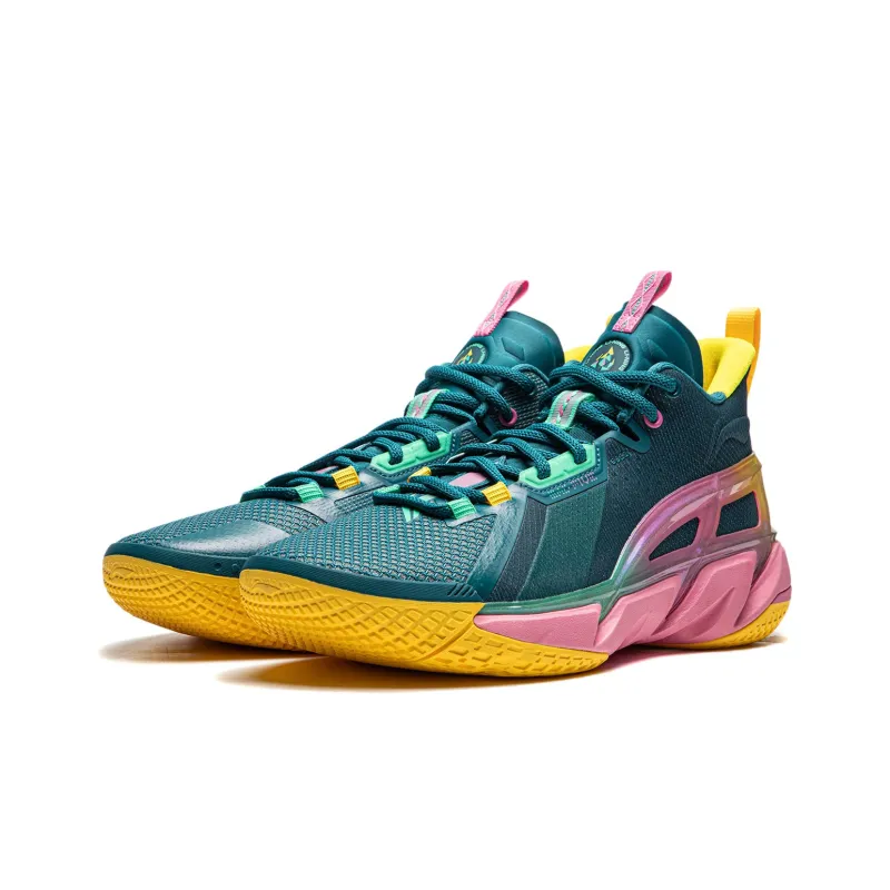 LiNing Anti five 4 Cushioned Wear Resistant Breathable Mid Top Basketball Shoes Men's Green-2