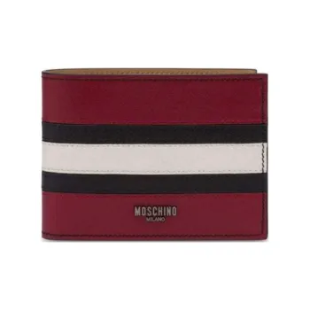 MOSCHINO Stripe-detail Leather Wallet
