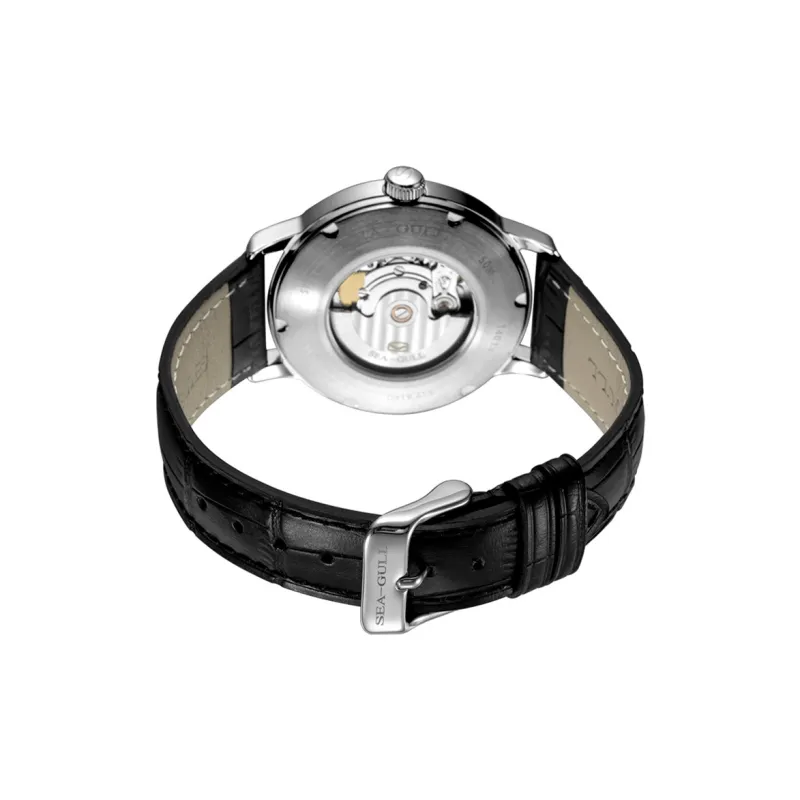 Sea Gull National Automatic Mechanical Movement Genuine Leather Strap Watch Men's Watches White Dial-4