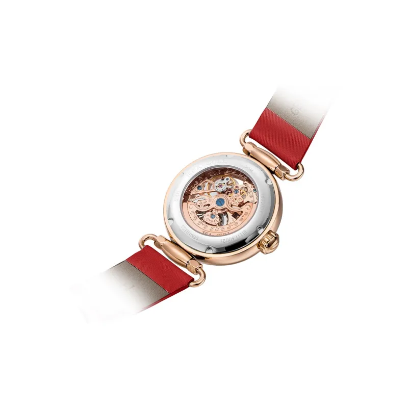 Sea Gull Edge Collection Automatic Mechanical Movement Spun Silk Strap Watch Women's Watch Cut Out Dial-3