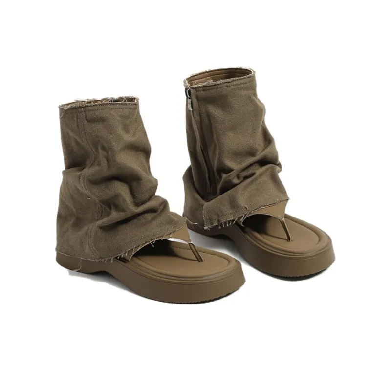 HUANQIU Beach Sandals Women's Khaki-2
