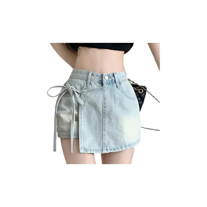Shuhao Bai Denim Shorts Women's Blue-2