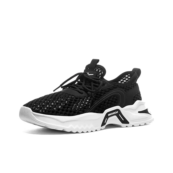 Warrior Cushioned Wear Resistant Breathable Low Top Running Shoes Casual Running Shoes Men's Black-1