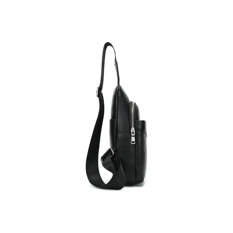 DOSRFINI Cow Leather Urban Minimalist Style Casual Water Repellent Sling Bag Men's-3