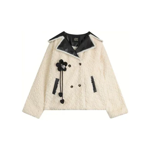 ELF SACK Velvet Jackets Women's Sweet And Cool White