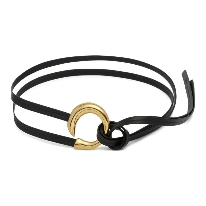 Bottega Veneta Sardine Style, Bowknot Buckle Leather Belts Women's Black-0