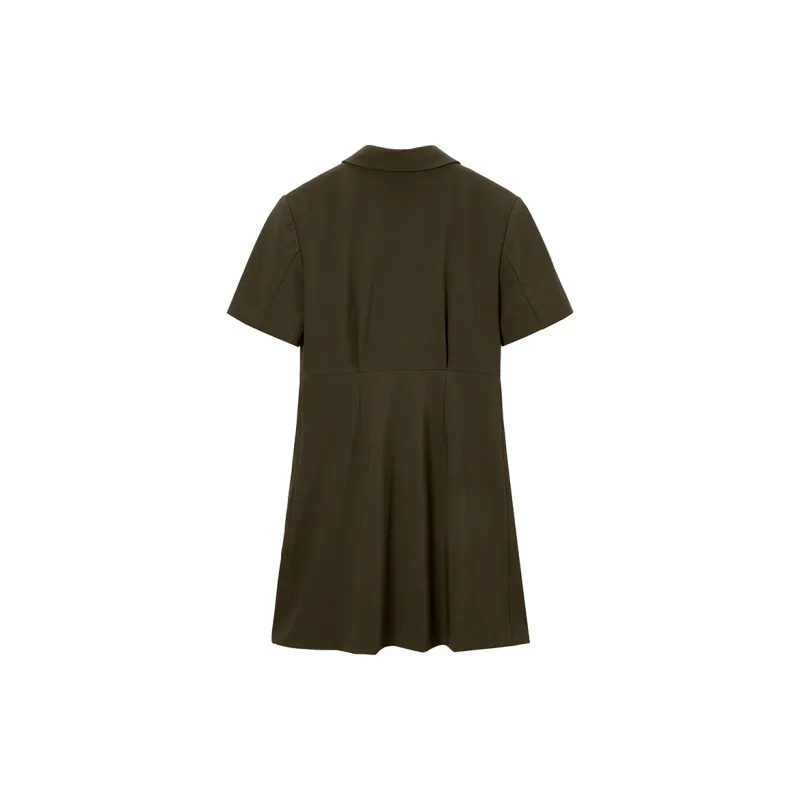 PEACEBIRD Short-Sleeved Dresses Women's Brown-1