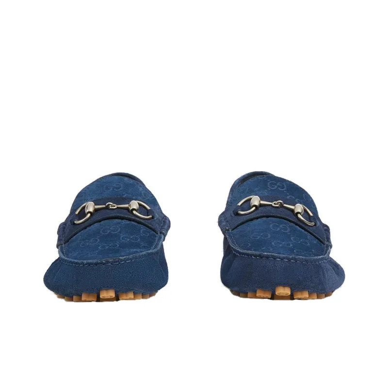 GUCCI Horsebit Beanie Shoes Men's Dark Blue-3