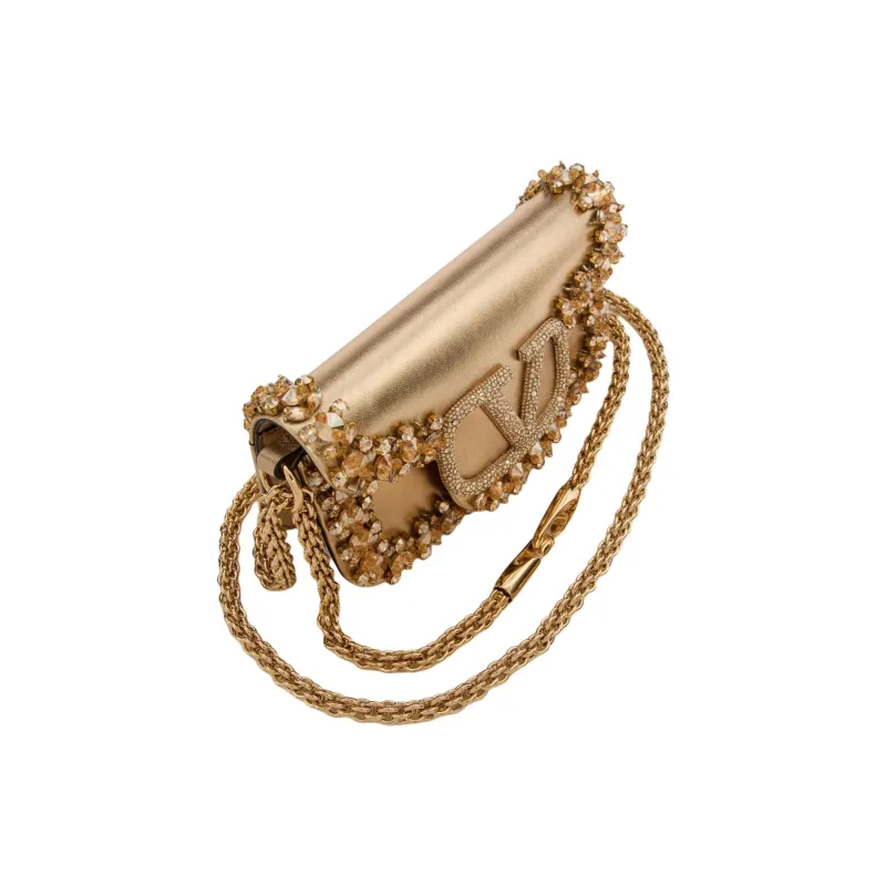 Valentino GARAVANILocò Embroidery Portable Crossbody Bag Shoulder Bag Small Size Women's Gold-4