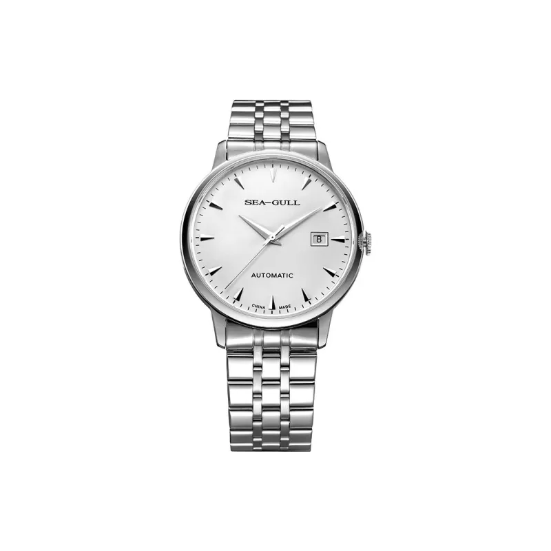 Sea Gull National Automatic Mechanical Movement Genuine Leather Strap Watch Men's Watches White Dial-10