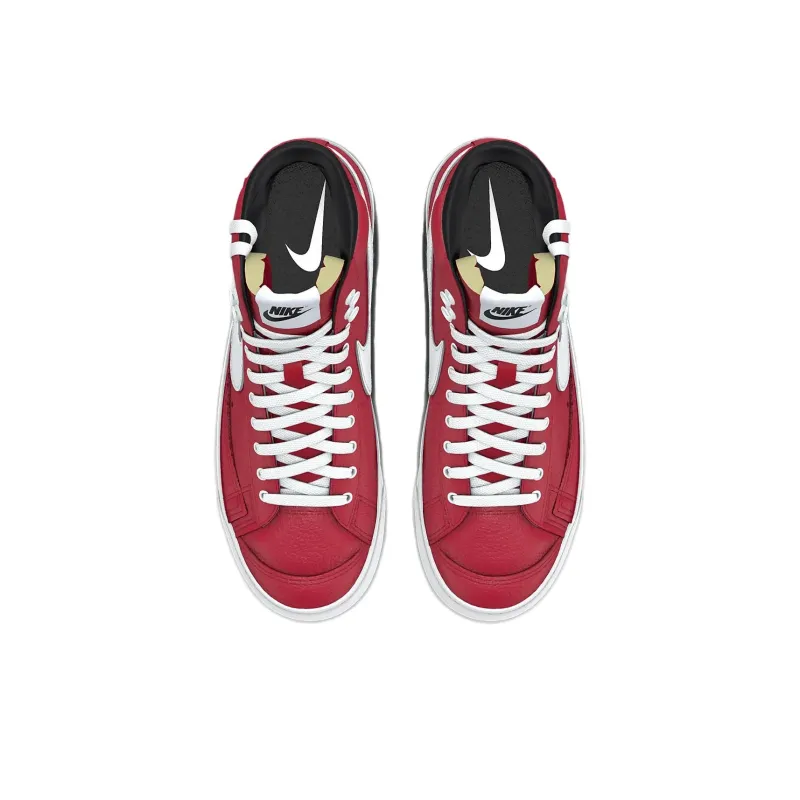 Nike Blazer Anti-Slip And Wear-Resistant Support Mid-Top Skateboard Shoes Unisex Red White-3