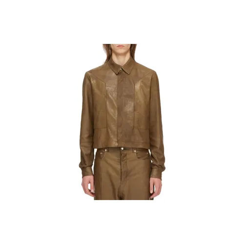 RICK OWENS Leather Jackets Men Bean Color