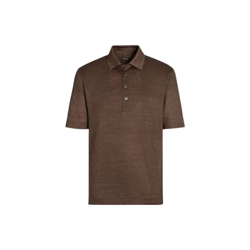 Ermenegildo Zegna Polo Shirts Men Tobacco Brown