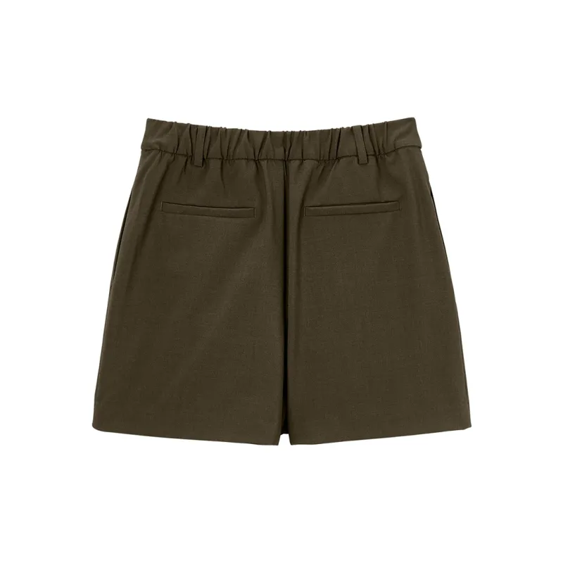 PEACEBIRD Casual Short Skirts Women's Brown-1