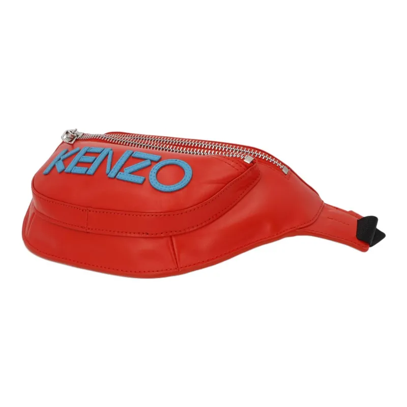 KENZO Leather With Cotton Fanny Pack Unisex Red & Blue-5