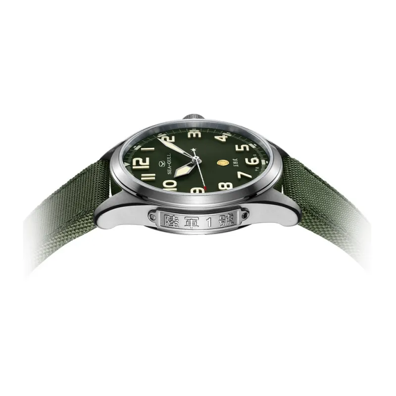 Sea Gull Automatic Mechanical Movement Canvas Strap Watch Men's Watches Green Dial-3