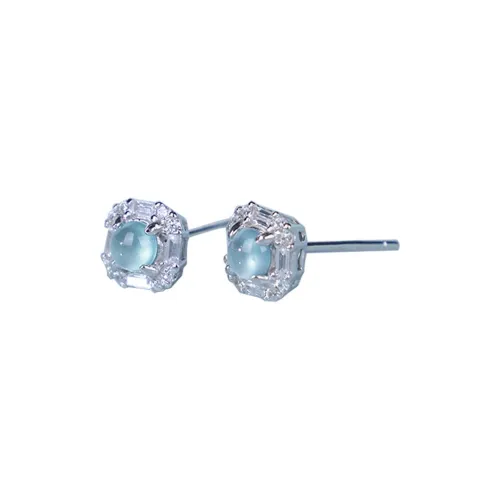 Clear snow Jadeite Stud Earrings Women's