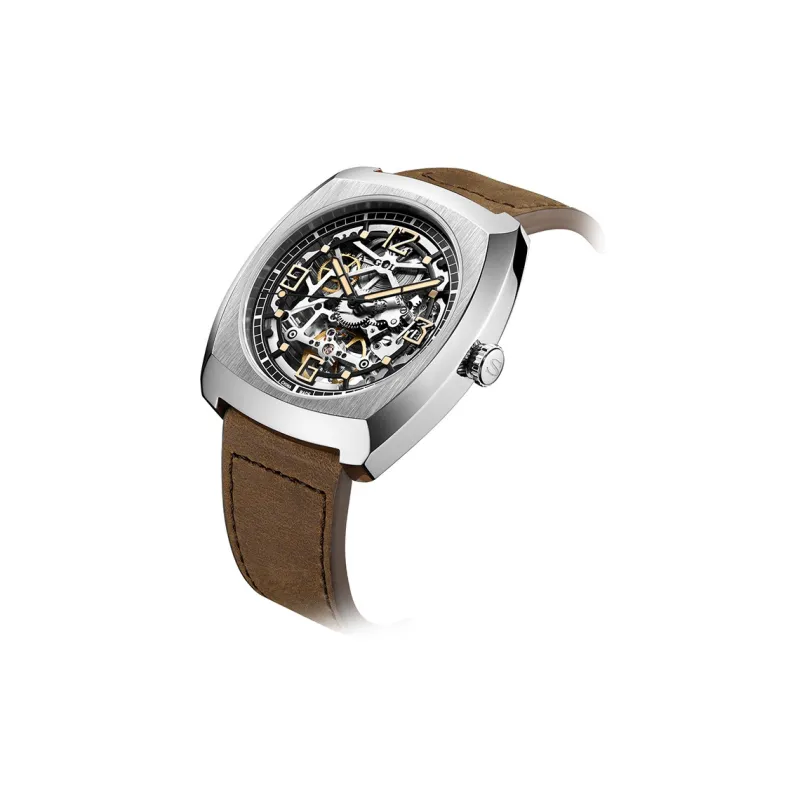 Sea Gull Edge Collection Automatic Mechanical Movement Genuine Leather Strap Watch Men's Watches Cut Out Dial-2