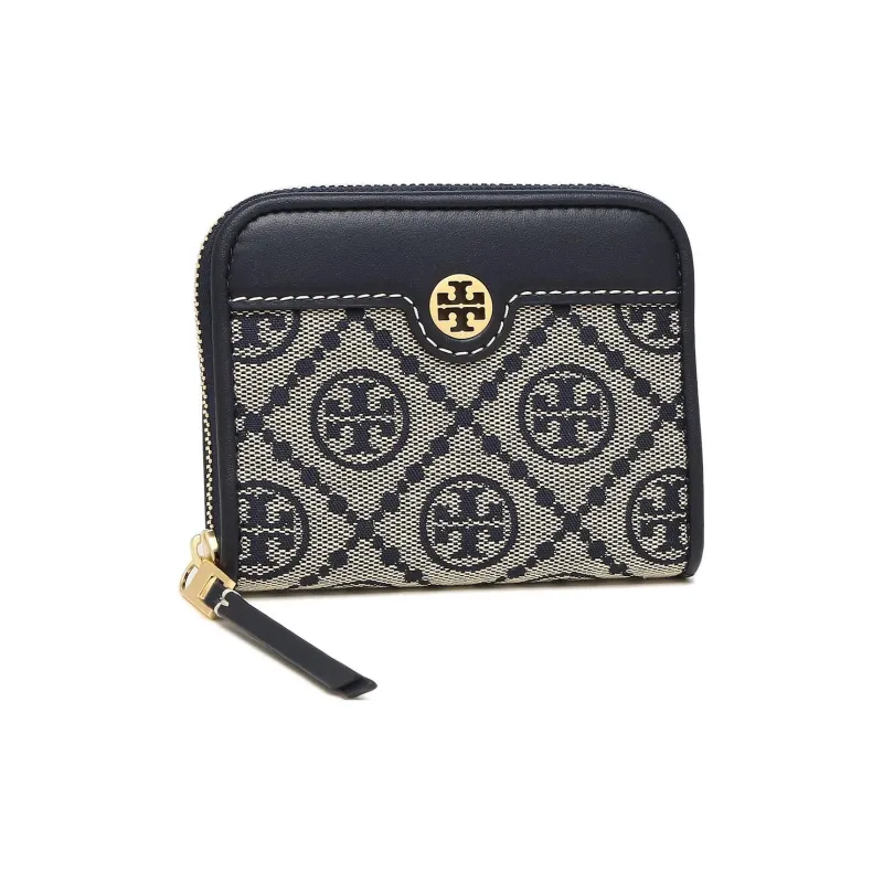 TORY BURCH T Monogram Jacquard Leather Coin Purse Regular Women's Marine Blue-1