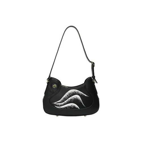 Ancient Yi Xi Cow Leather Cheongsam Mom Underarm Shoulder Bag Women's Black