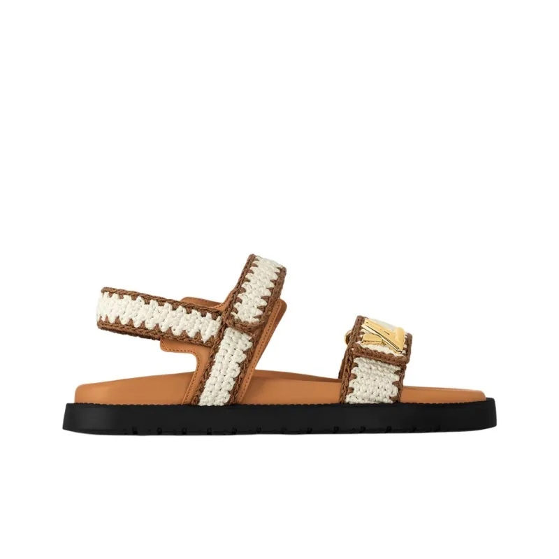 LOUIS VUITTON Sunset One Strap Sandals Women's Brown-1