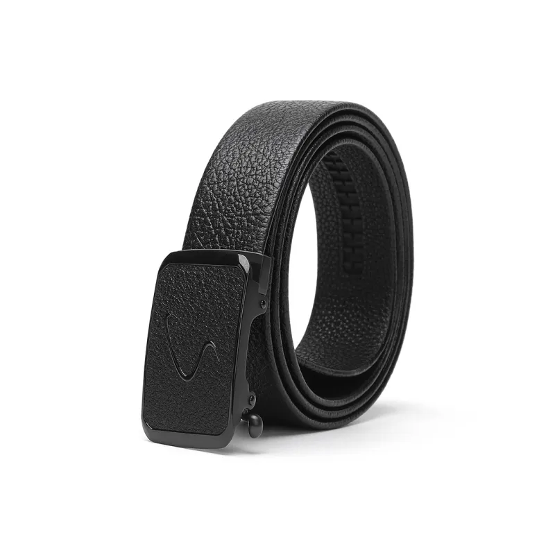Satchi Stainless Steel Clasp With Leather Overlay Belt Men's Black Width 3.4cm-1