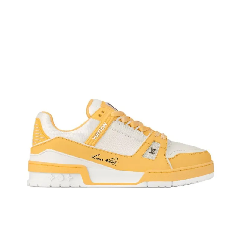 LOUIS VUITTON Trainer Low Top Skateboard Shoes Women's Yellow White-1