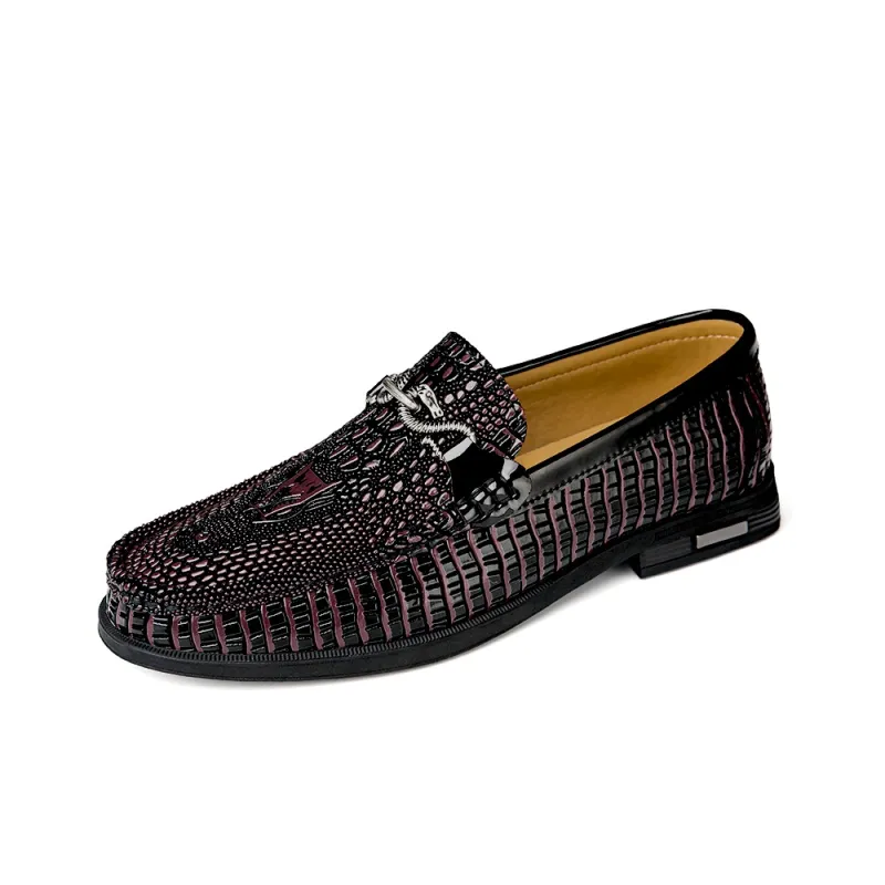 LAORENTOU Dress Shoes Men Low Top Black/Burgundy-4