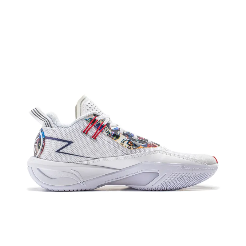 LiNing Crack Variation 9 Cushioned Slip Resistant Low Top Basketball Shoes Men's White-1
