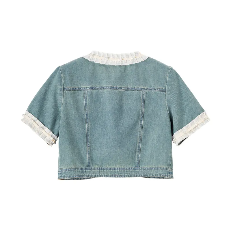 XIANGYING Denim Jacket Women's Blue-1