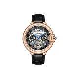 Rose Case Black Dial Leather Strap