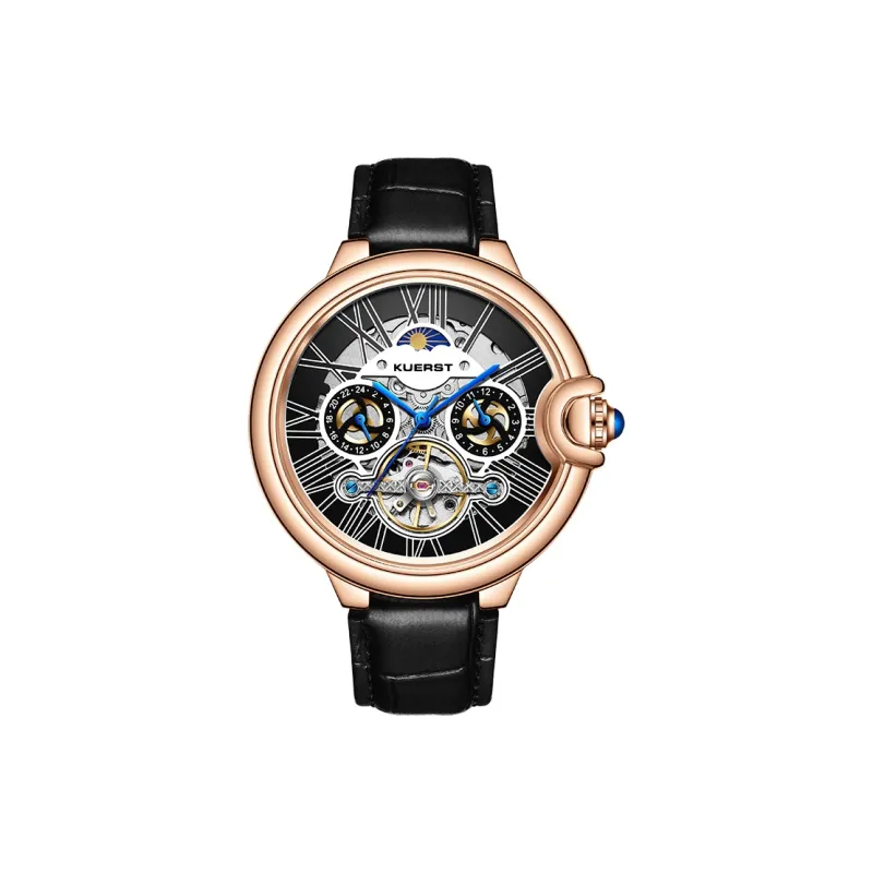 KUERST Automatic Mechanical Movement Genuine Leather Strap Men's Watches White Dial-9