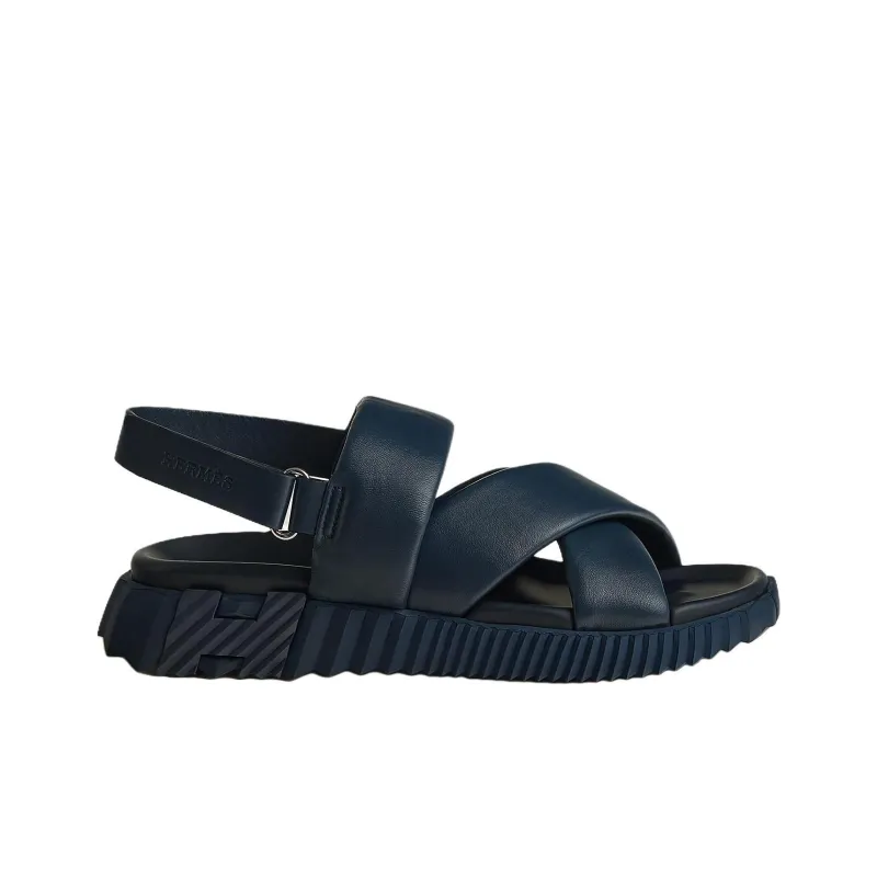 HERMES Electric Strap Sandals 4cm Men's Dark Blue-1
