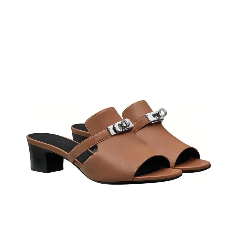 HERMES Candy Odor Resistant Slide Slippers Women's Brown-2