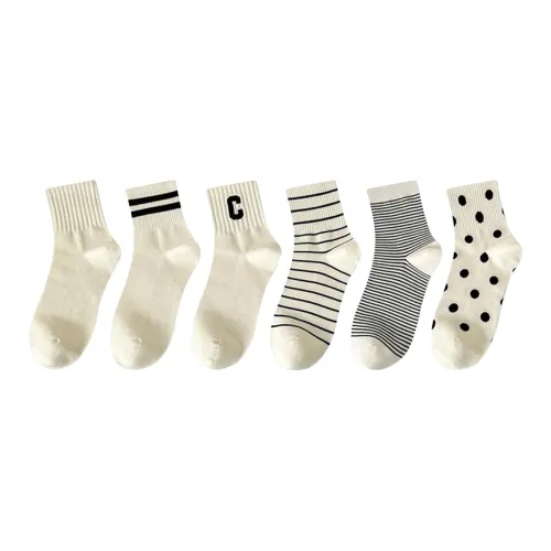 Cotton Shopping Mid Calf Socks Women's 6 Pack Mixed Color