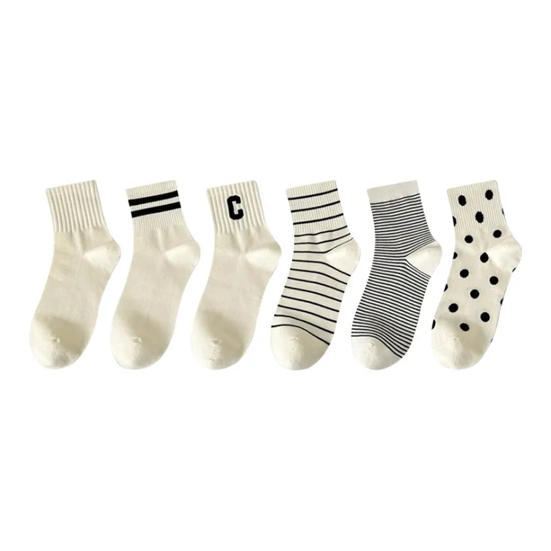 Cotton Shopping Mid Calf Socks Women's 6 Pack Mixed Color-0