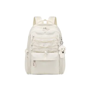 EDISON Polyester Students Backpack Medium Size Unisex Black/Light Gray/Light Blue/Ecru