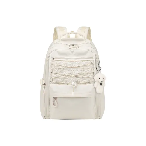 EDISON Polyester Students Backpack Medium Size Unisex Black/Light Gray/Light Blue/Ecru