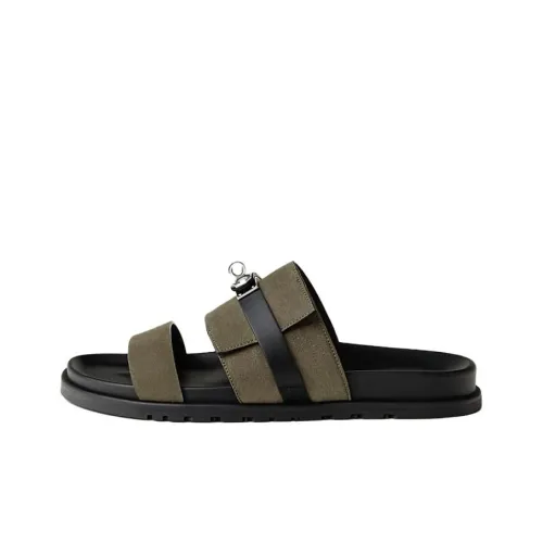 HERMES Slide Slippers Men's Green