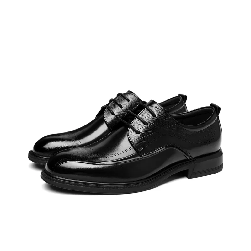 HLA Classic Genuine Leather Dress Shoes Business Pointed Toe Wedding Derby Shoes Men's-1
