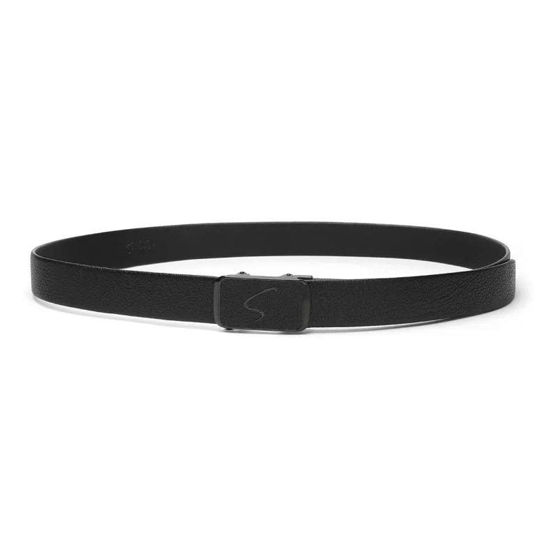 Satchi Stainless Steel Clasp With Leather Overlay Belt Men's Black Width 3.4cm-3