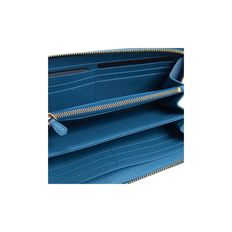 PRADA Calfskin Wallet Women's Light Blue-4