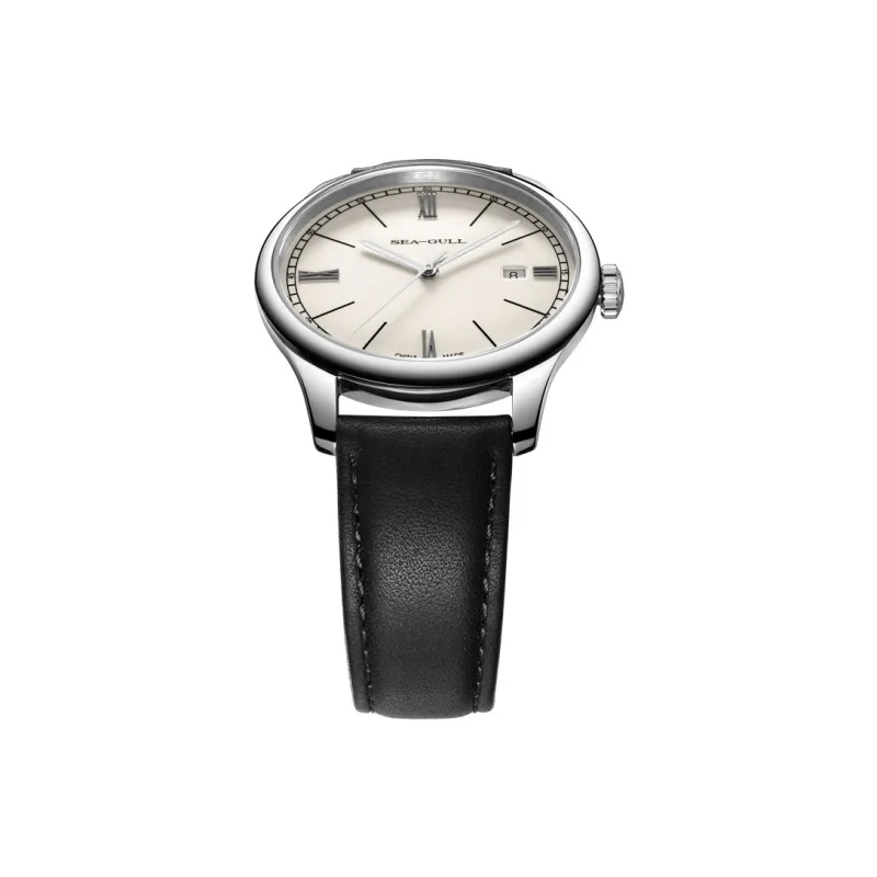 Sea Gull Designer Collection Automatic Mechanical Movement Genuine Leather Strap Watch Men's Watches White Dial-4