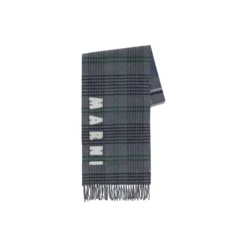 MARNI Logo Embroidered Fringed Scarf
