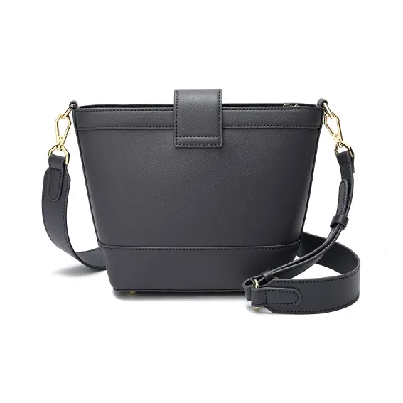 Ancient Yi Xi Cow Leather Bucket Bag, Shoulder Bag, Crossbody Bag Women's Gray Purple-3