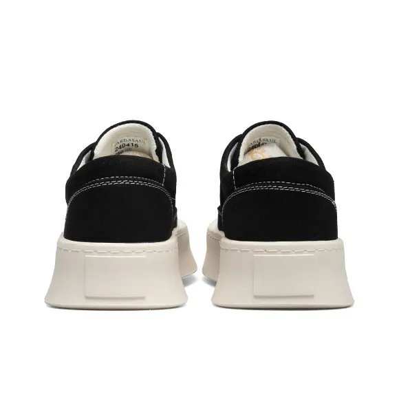 PARDASAUL Anti Slip And Wear Resistant Water Resistant Low Top Canvas Shoes Men's Black-4