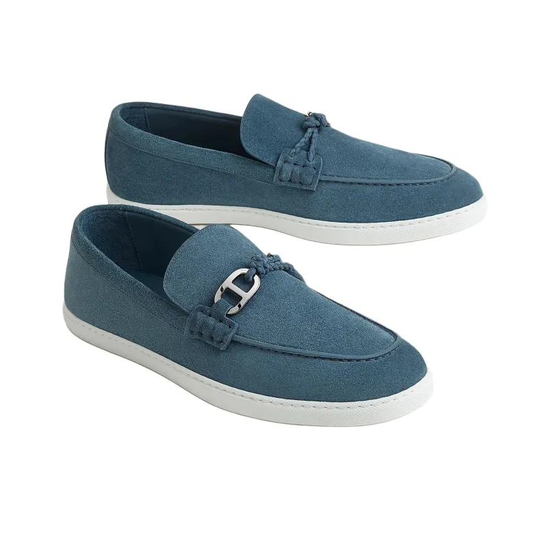 HERMES Ignacio Loafers Men's Blue-4