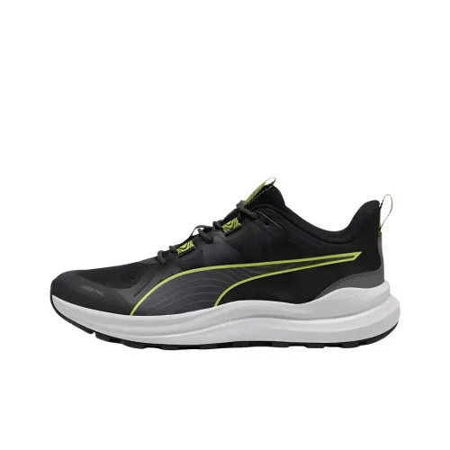 PUMA Reflect Lite Trail Running Shoes Men Low-Top Black - Cool Dark Gray - Lime