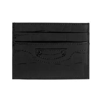 Balenciaga Neo Classic Cow Leather Card Clip Card Holder Women's Black